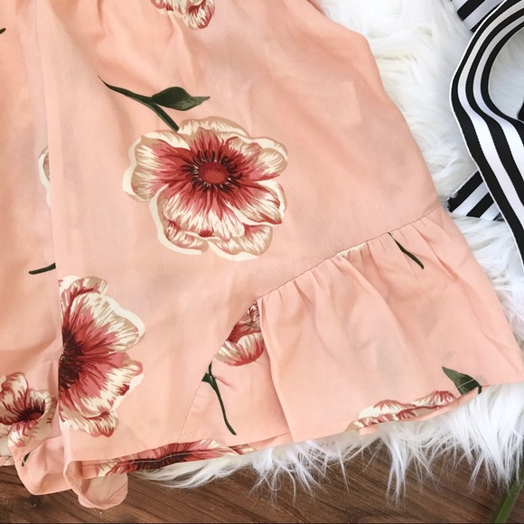 Peach Floral Ruffle Romper - Picture 4 of 7